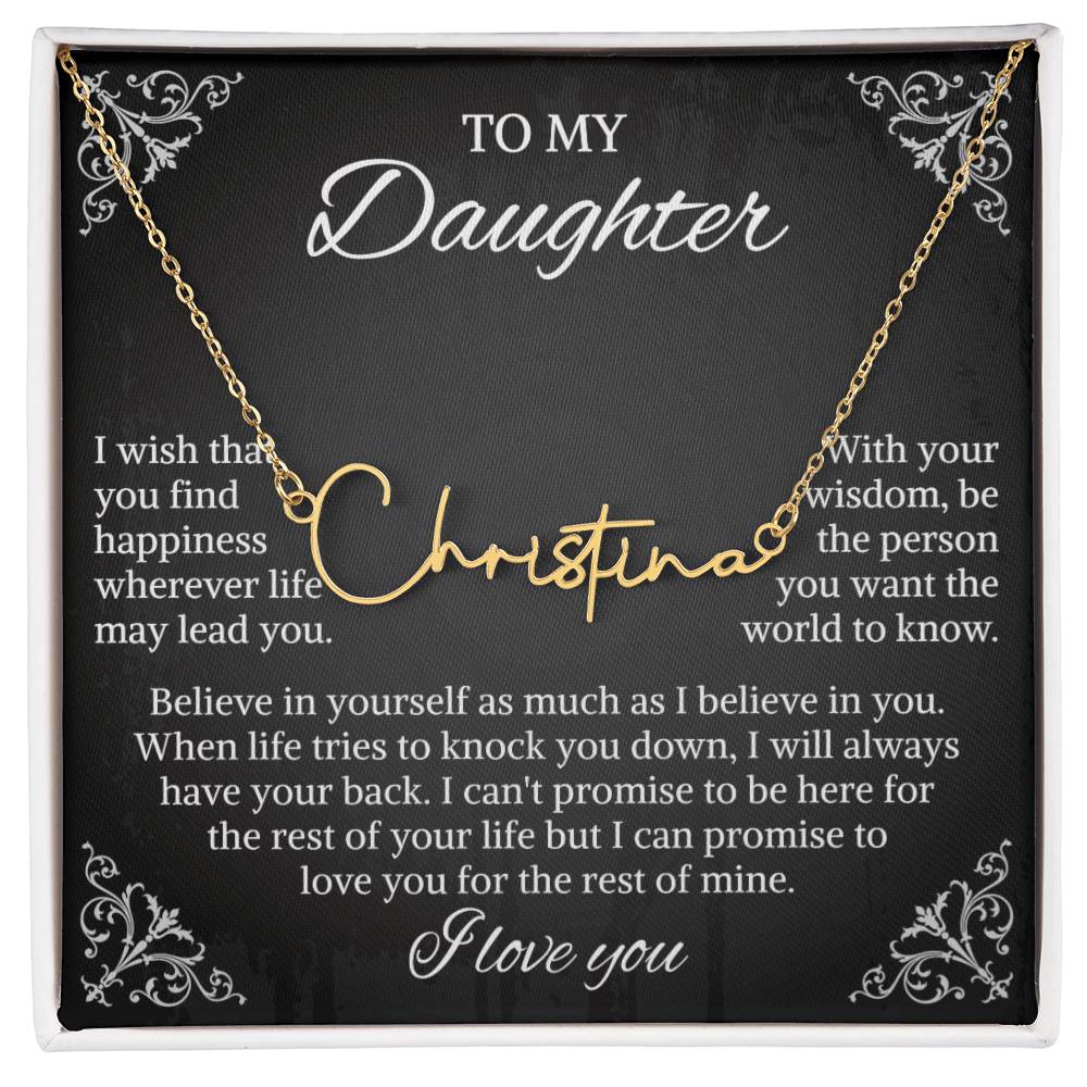 To My Daughter Signature Style Name Necklace, Daughter Necklace, Gift For Daughter, Daughter Necklace, Daughter Jewelry From Mom Dad