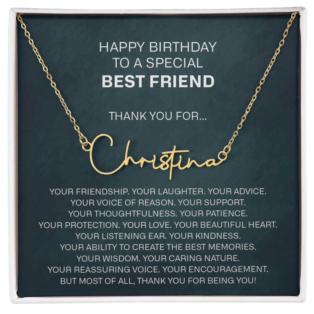 best friend signature name necklace