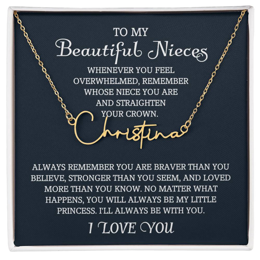 To My Niece Signature Style Name Necklace, Niece Gift from Aunt, Niece Gift, Birthday Gift for Niece, Niece Birthday Card, Gift for Niece