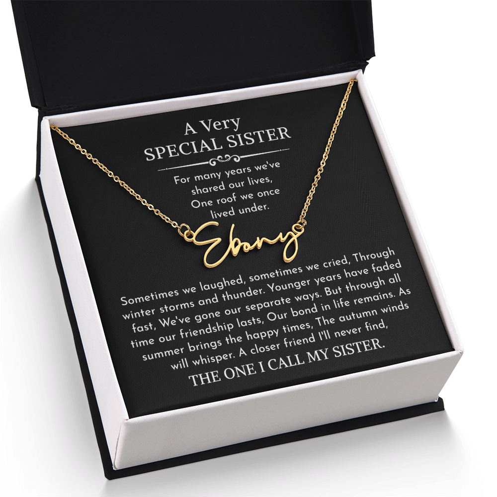 sister signature name necklace