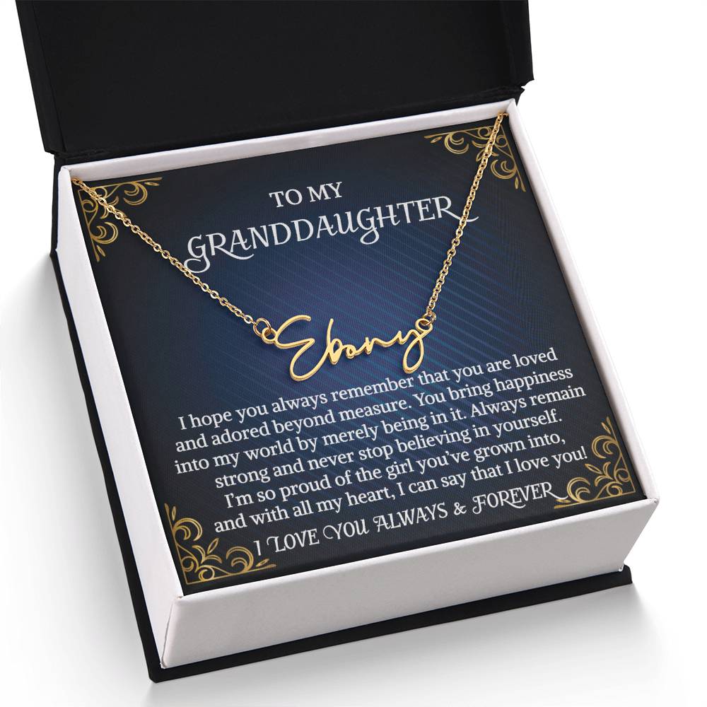 Granddaughter Necklace Gift From Grandma Grandmother Grandpa Grandfather To My Granddaughter Graduation Birthday Signature Style Name Necklace