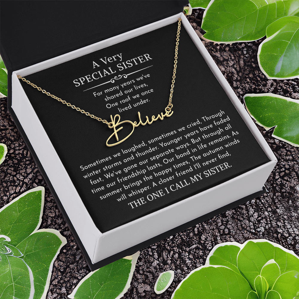 sister signature name necklace