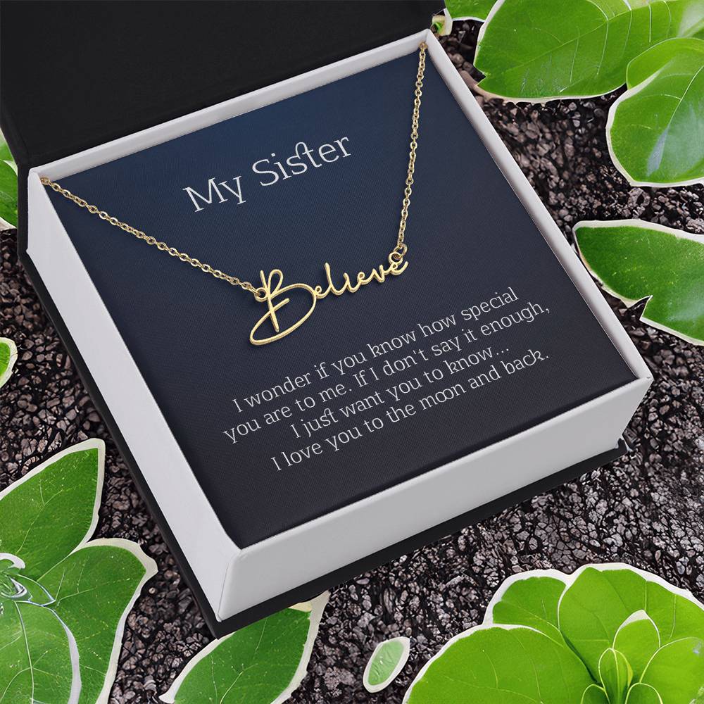 my sister signature name necklace