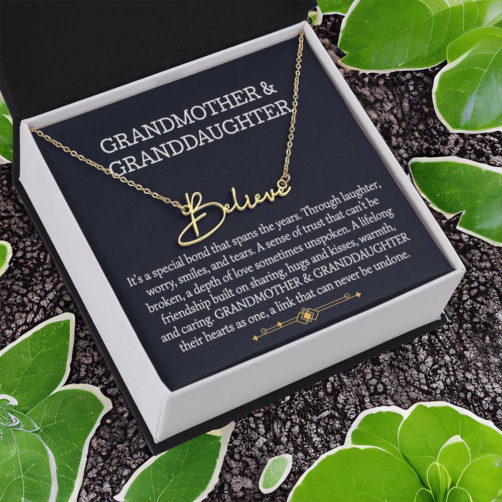Grandmother And Granddaughter Signature Style Name Necklace, Birthday Gift, Christmas Gift