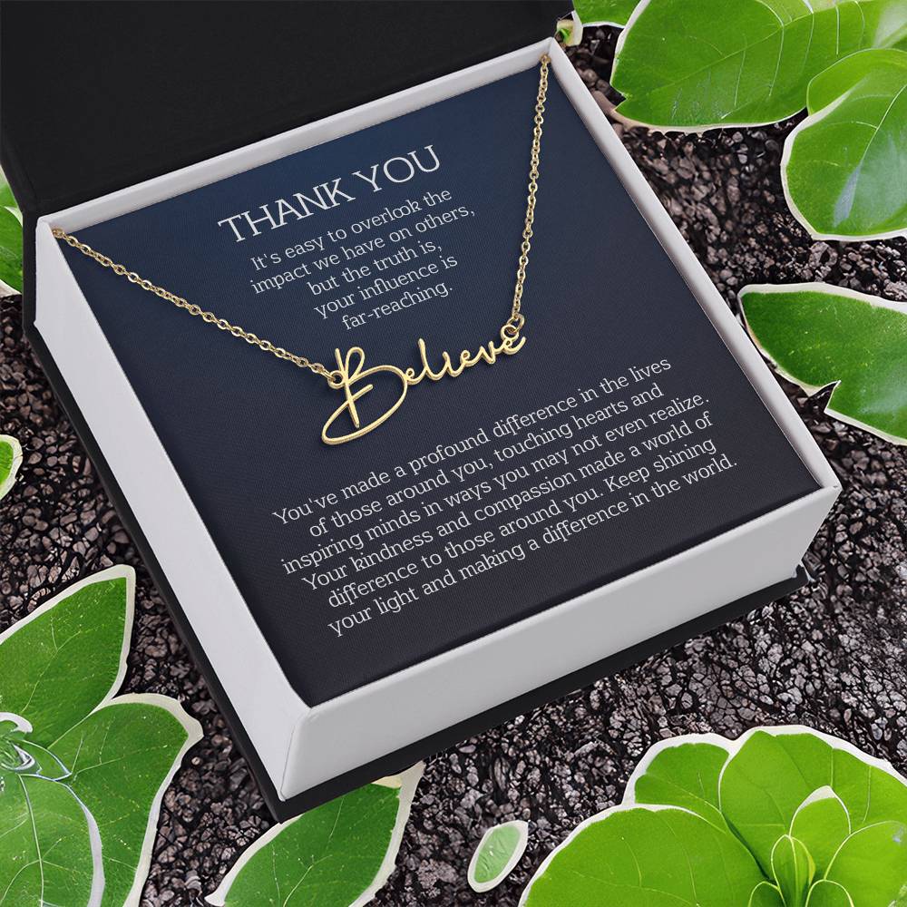 thank you name necklace