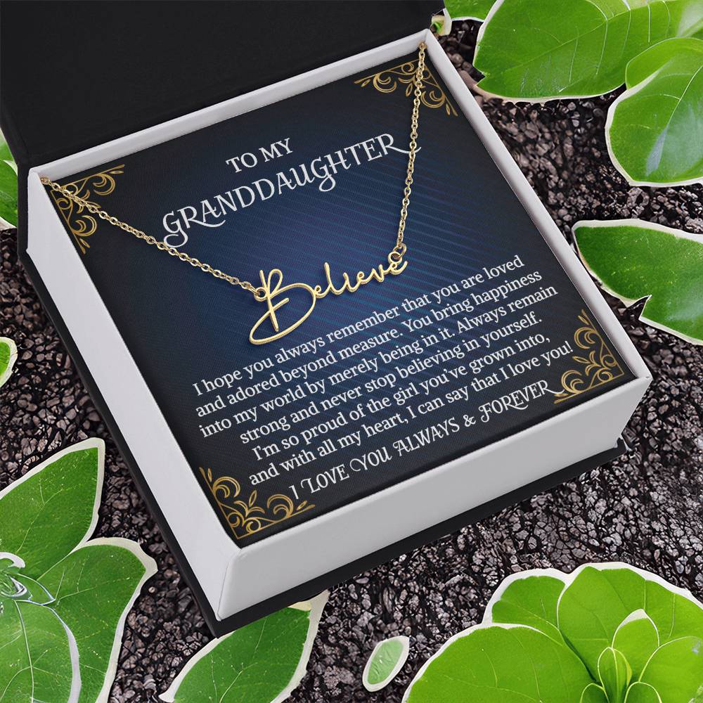 Granddaughter Necklace Gift From Grandma Grandmother Grandpa Grandfather To My Granddaughter Graduation Birthday Signature Style Name Necklace