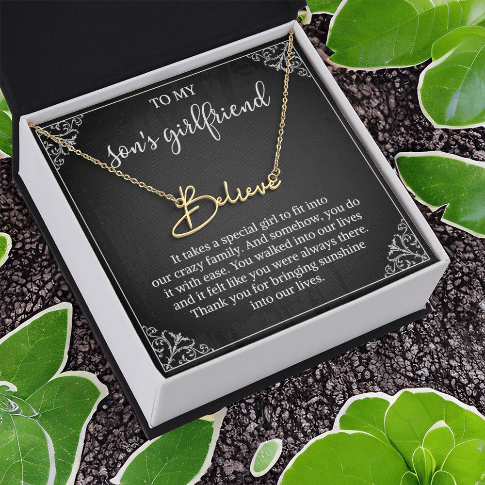 To my Son's Girlfriend Gifts, Signature Style Name Necklace, Valentine's Day Jewelry Birthday Gift