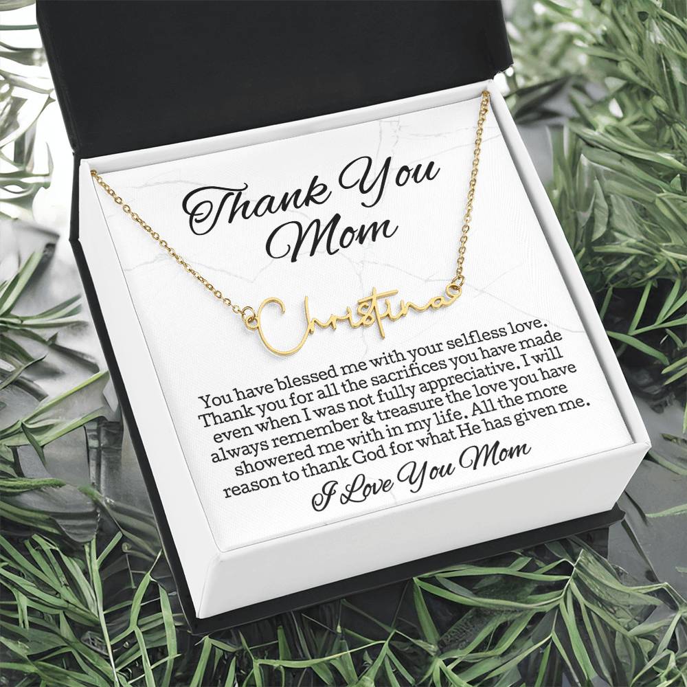 Thank You Necklace Gift • Sentimental Mom Gift • Perfect Gift for Any Occasion • Mom Necklace from Daughter • Show Your Love with This Necklace