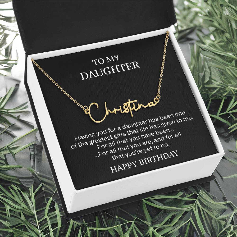 daughter signature name necklace