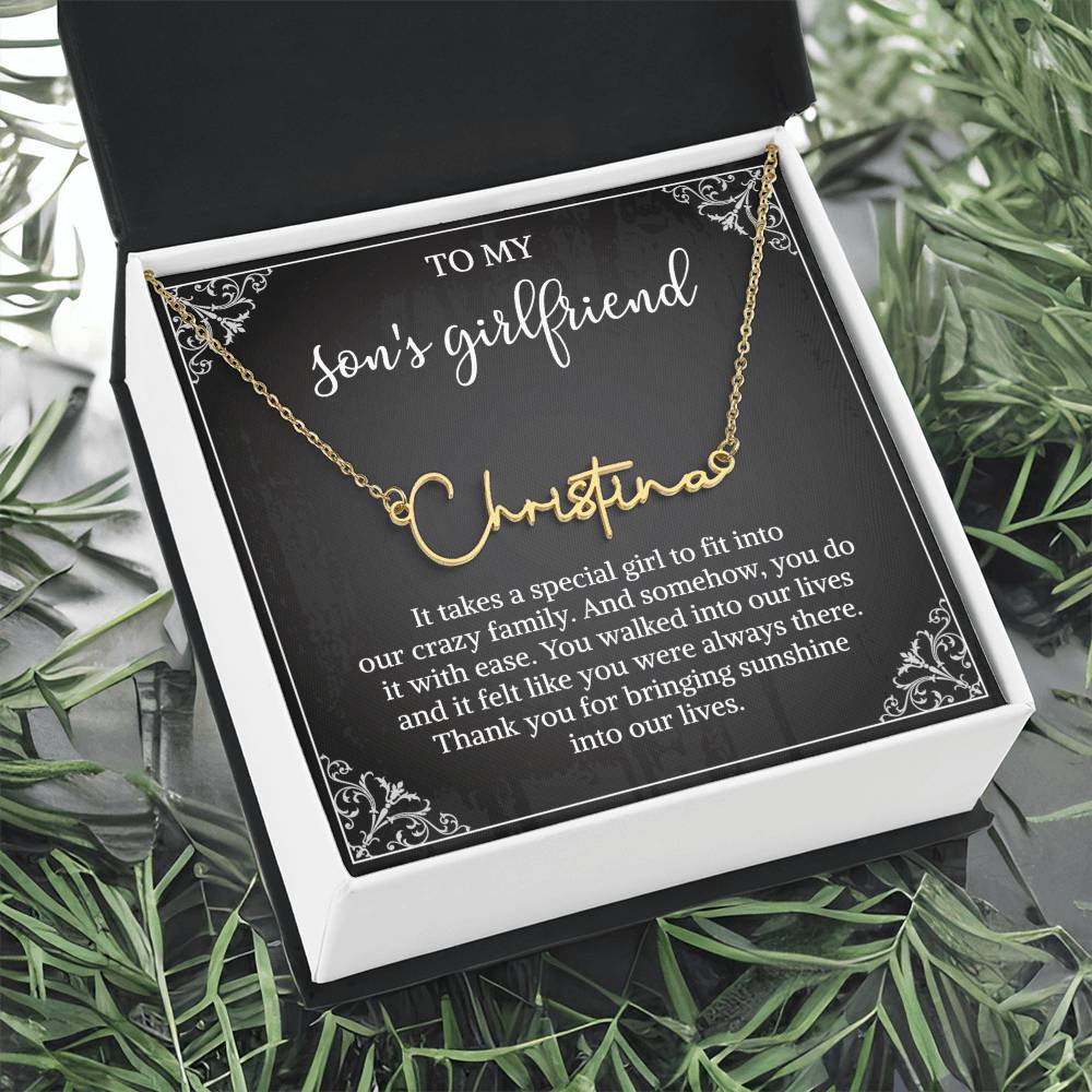 To my Son's Girlfriend Gifts, Signature Style Name Necklace, Valentine's Day Jewelry Birthday Gift