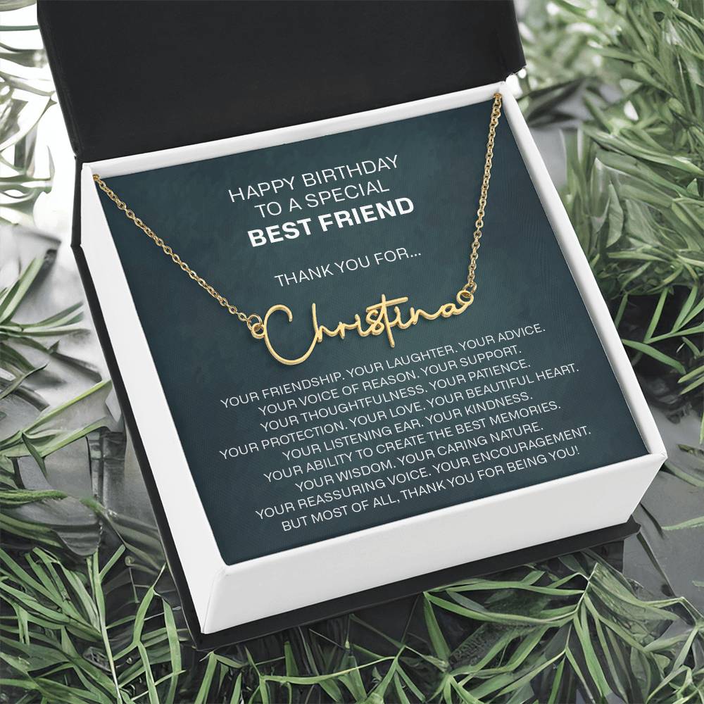 best friend signature name necklace
