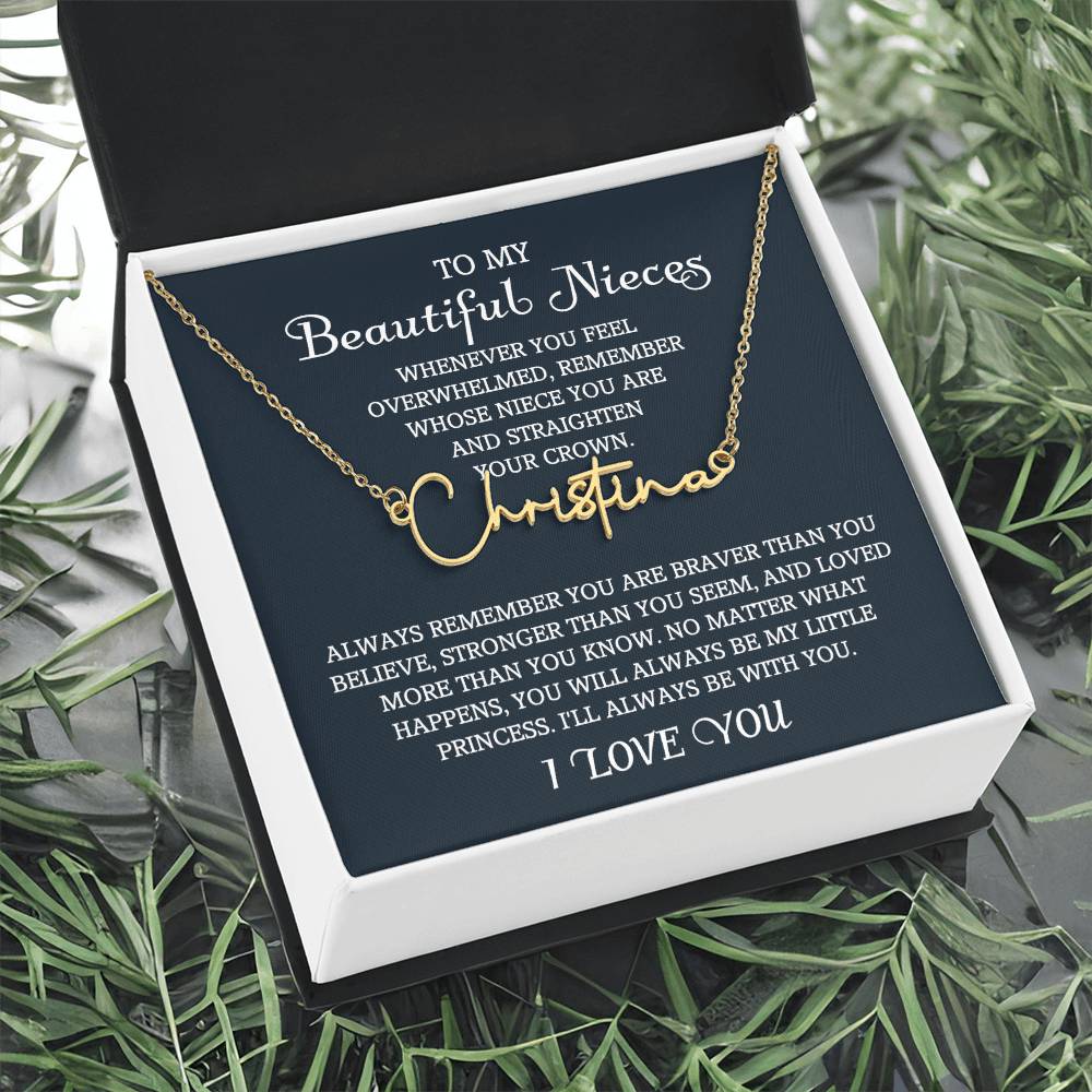 To My Niece Signature Style Name Necklace, Niece Gift from Aunt, Niece Gift, Birthday Gift for Niece, Niece Birthday Card, Gift for Niece
