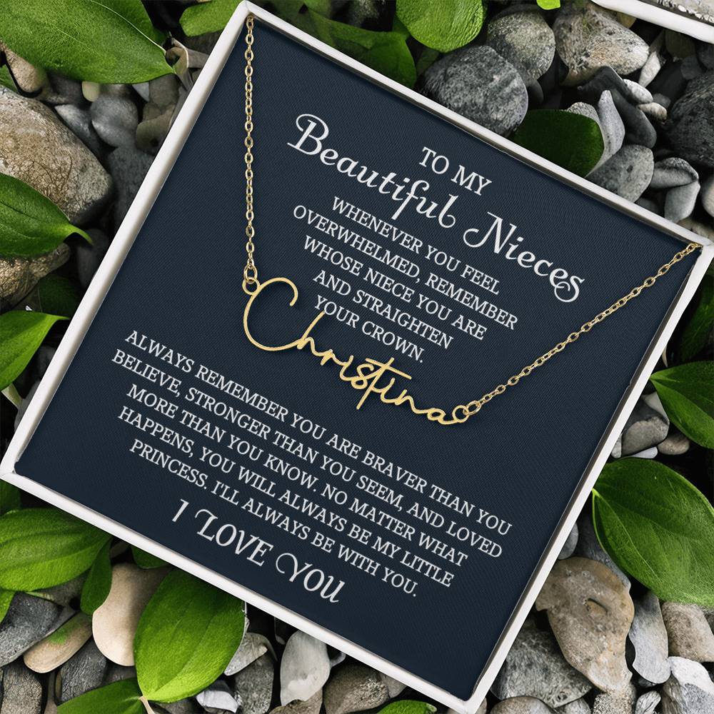 To My Niece Signature Style Name Necklace, Niece Gift from Aunt, Niece Gift, Birthday Gift for Niece, Niece Birthday Card, Gift for Niece