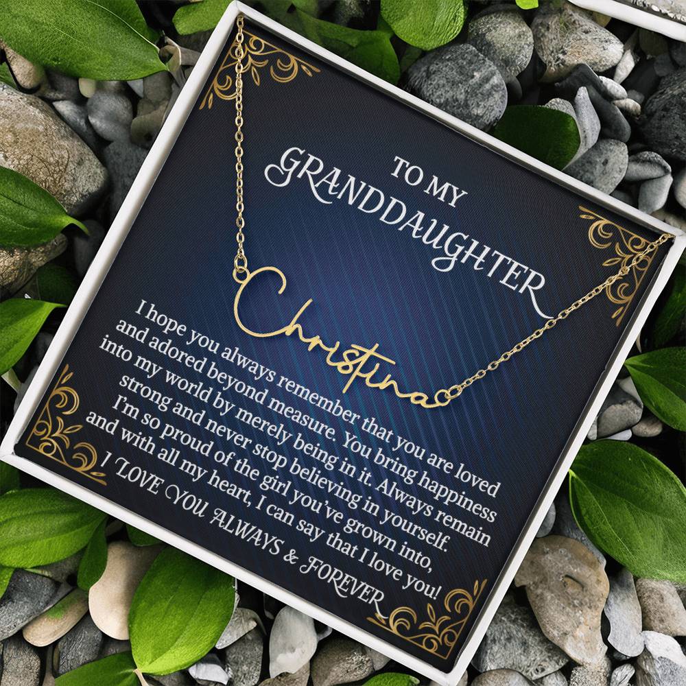 Granddaughter Necklace Gift From Grandma Grandmother Grandpa Grandfather To My Granddaughter Graduation Birthday Signature Style Name Necklace