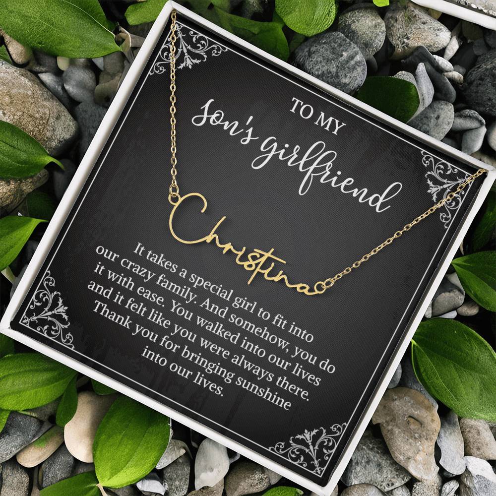 To my Son's Girlfriend Gifts, Signature Style Name Necklace, Valentine's Day Jewelry Birthday Gift