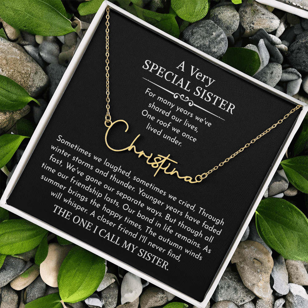 sister signature name necklace