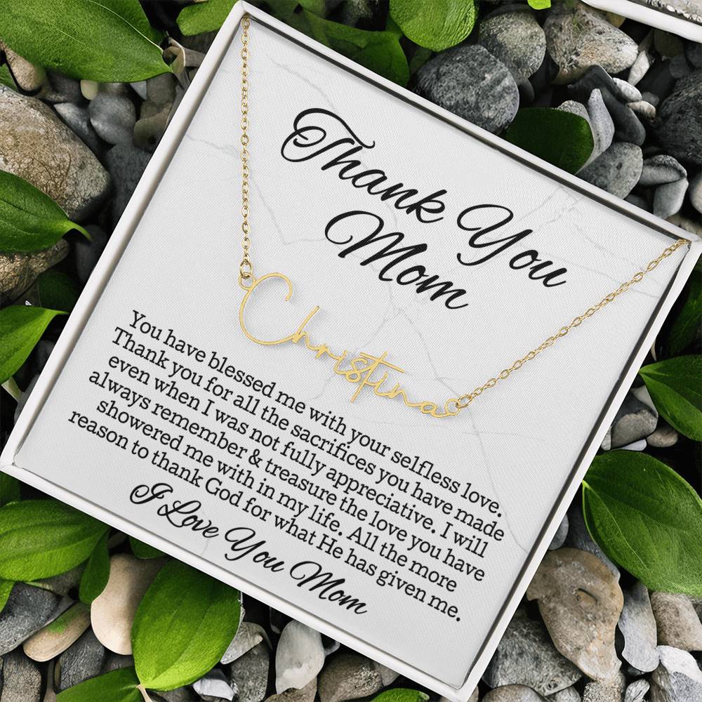 Thank You Necklace Gift • Sentimental Mom Gift • Perfect Gift for Any Occasion • Mom Necklace from Daughter • Show Your Love with This Necklace