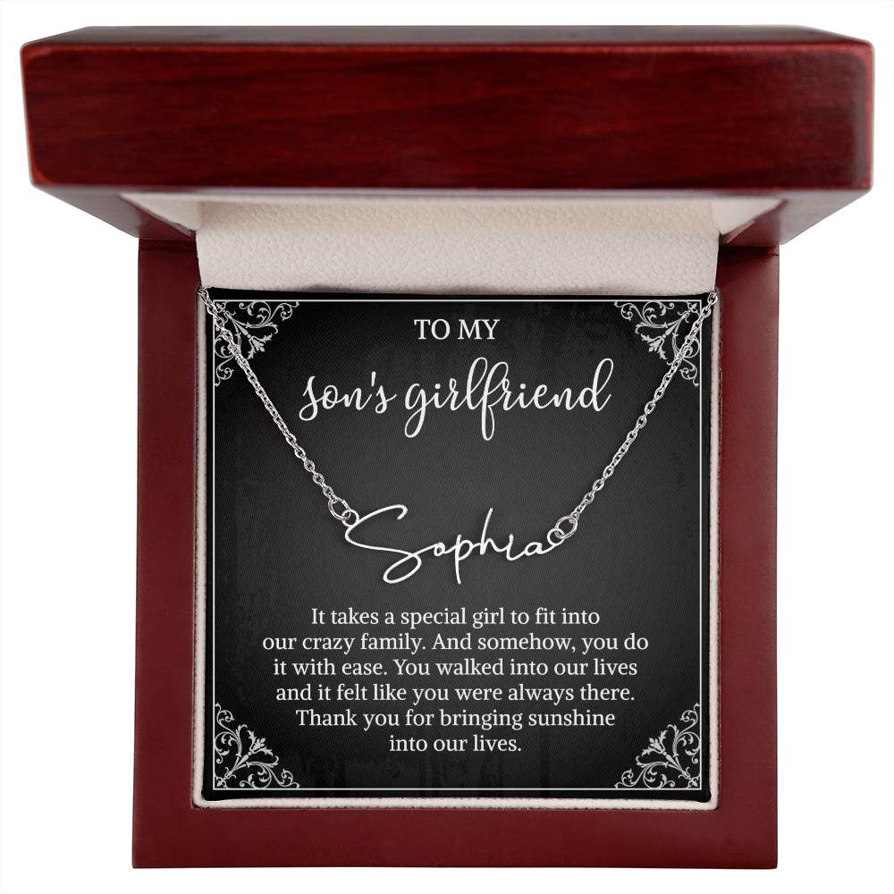 To my Son's Girlfriend Gifts, Signature Style Name Necklace, Valentine's Day Jewelry Birthday Gift