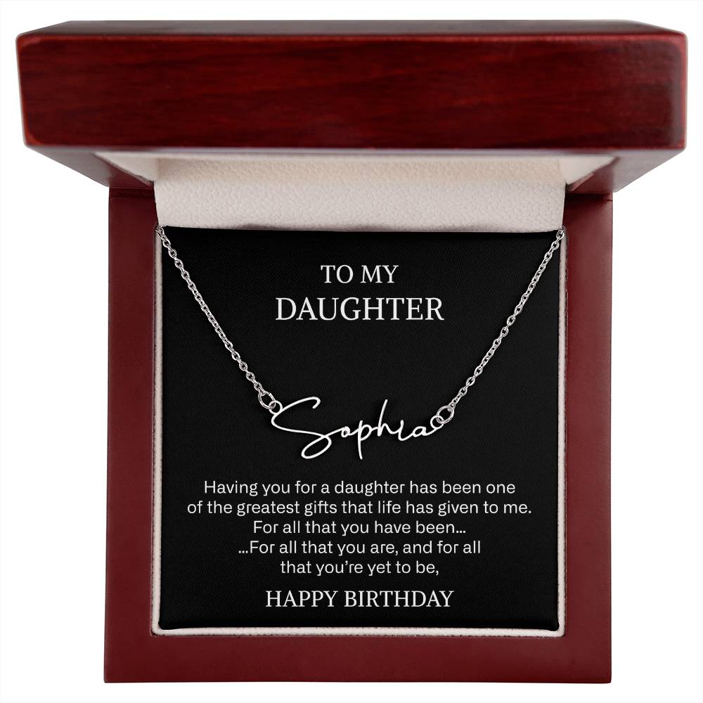 daughter signature name necklace