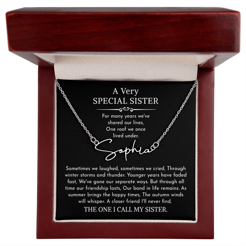 sister signature name necklace