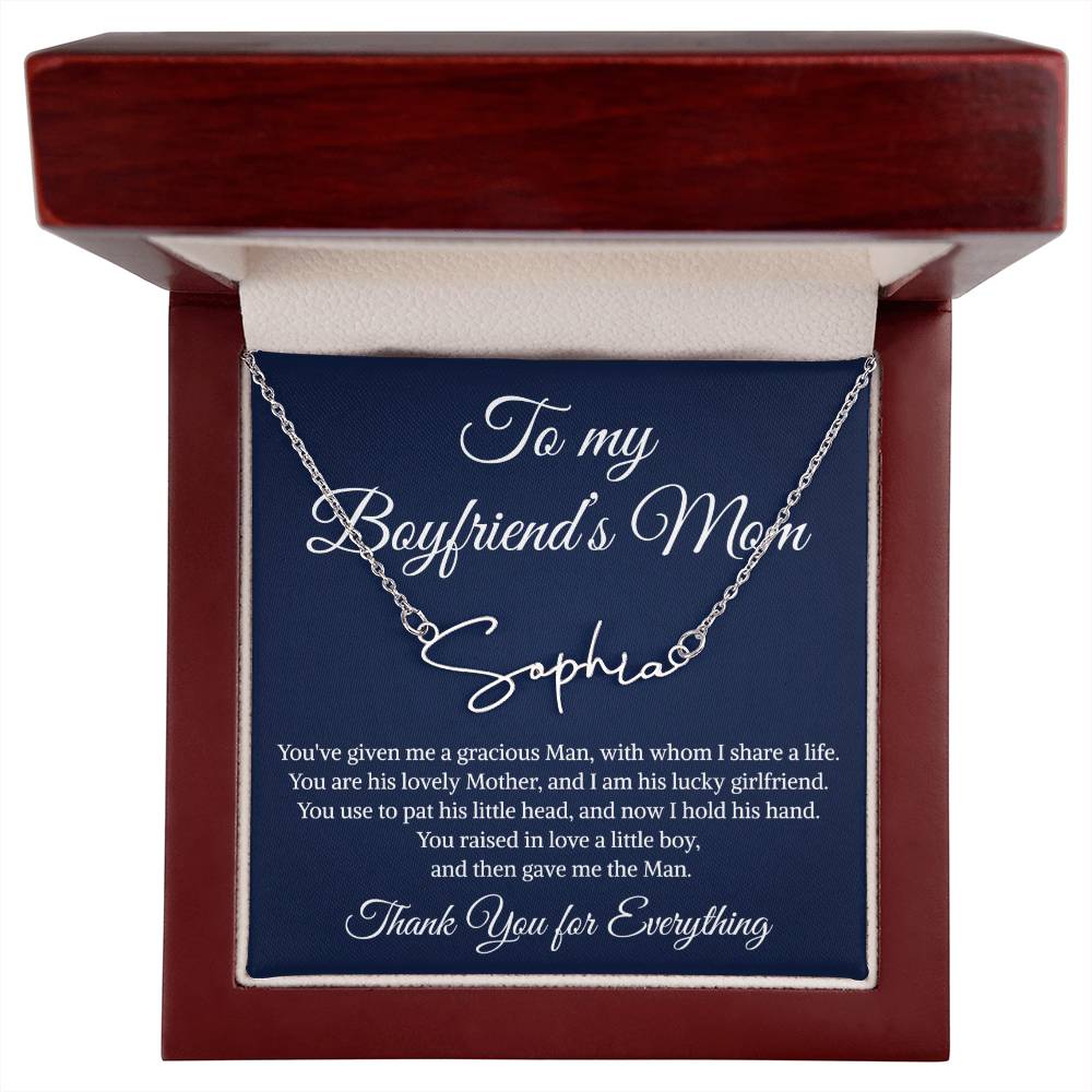 Gift to My Boyfriend's Mom Necklace | Sign Style Name Necklace | Boyfriends Mom Necklace