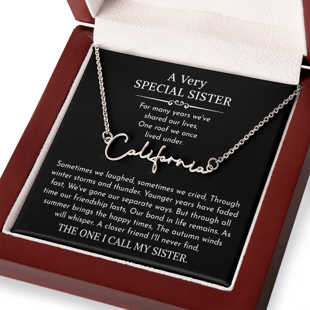 sister signature name necklace