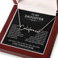 To My Daughter Signature Style Name Necklace, Mother's Day Graduation Birthday Christmas Jewelry Gifts from Mom with Heartfelt Message Card