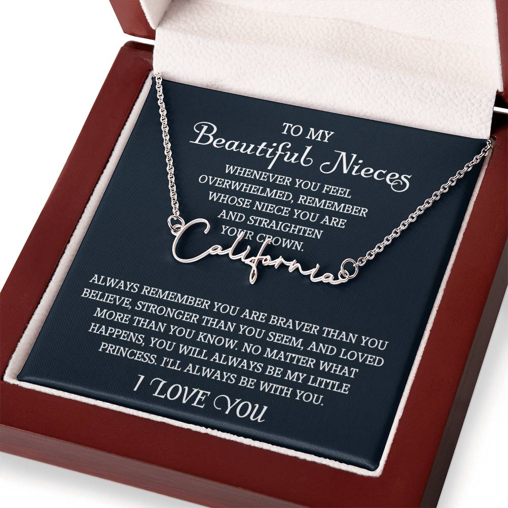 To My Niece Signature Style Name Necklace, Niece Gift from Aunt, Niece Gift, Birthday Gift for Niece, Niece Birthday Card, Gift for Niece