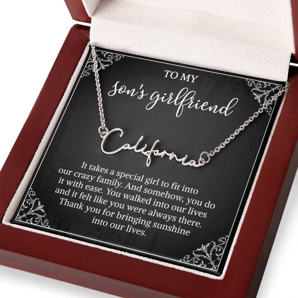 To my Son's Girlfriend Gifts, Signature Style Name Necklace, Valentine's Day Jewelry Birthday Gift