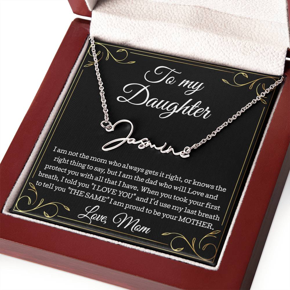 To My Daughter Necklace From Mom, Daughter Signature Style Name Necklace, Daughter Gift, Birthday Gift, Christmas Gift Daughter From Mom