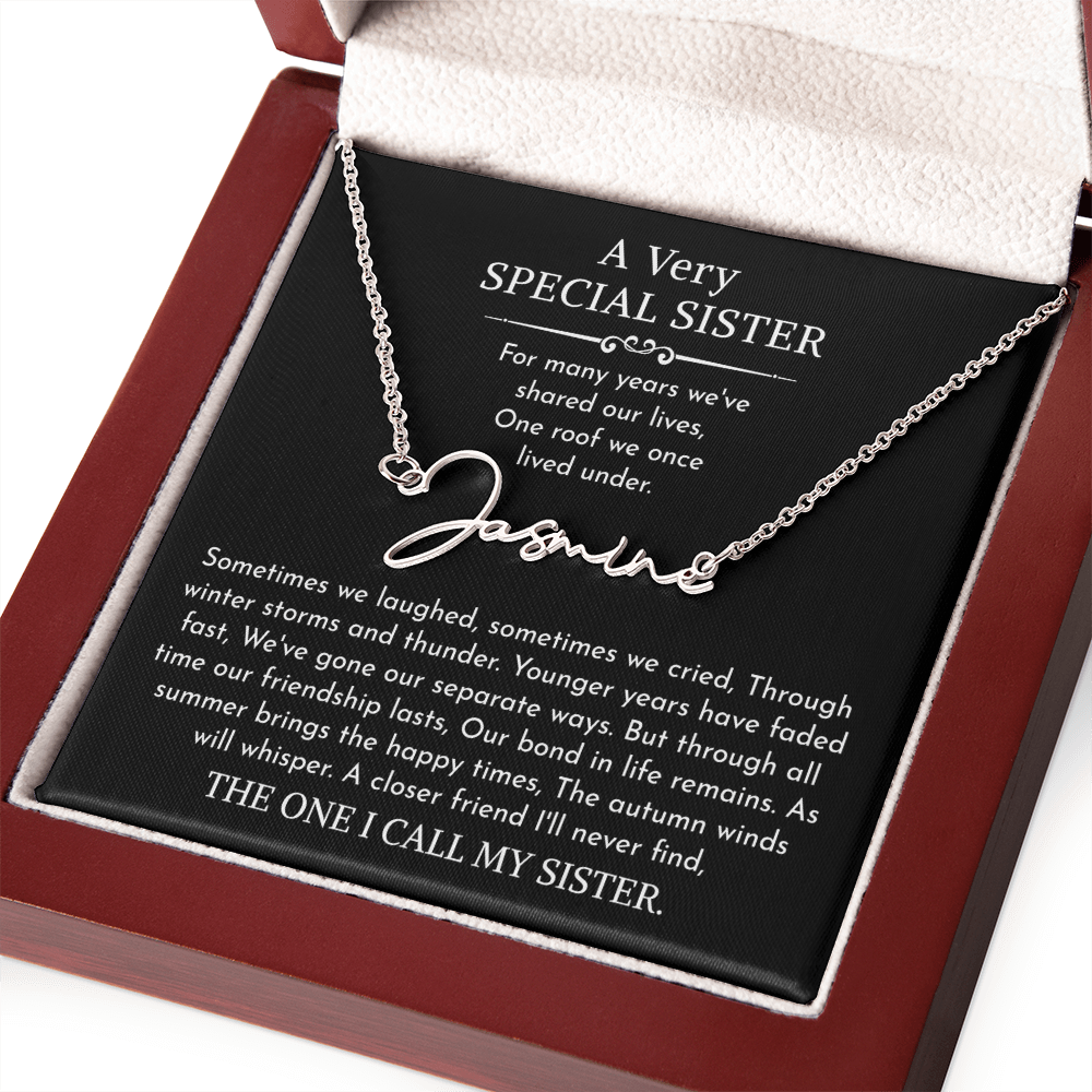 sister signature name necklace
