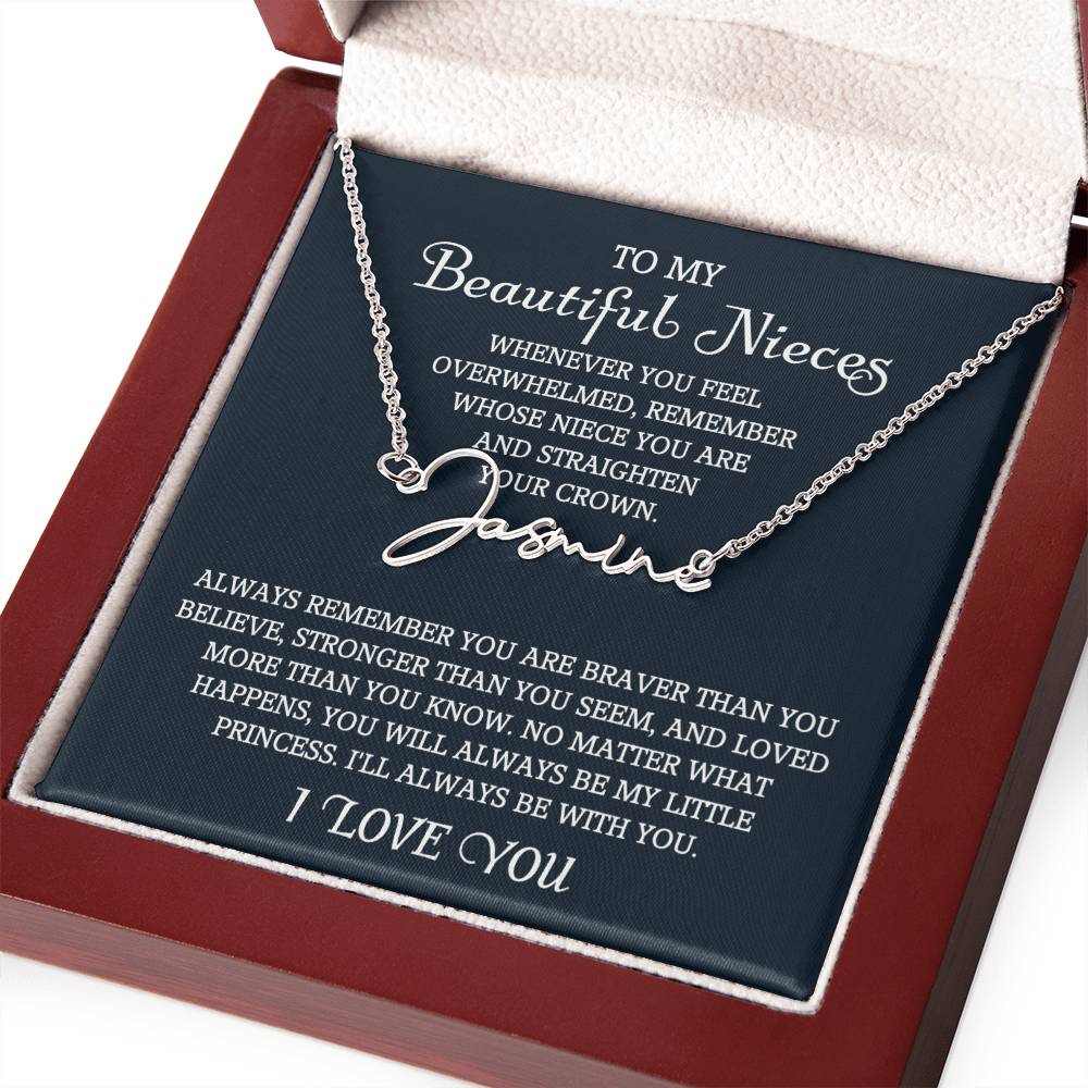 To My Niece Signature Style Name Necklace, Niece Gift from Aunt, Niece Gift, Birthday Gift for Niece, Niece Birthday Card, Gift for Niece