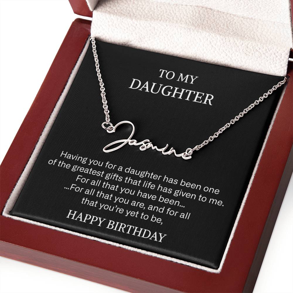 daughter signature name necklace