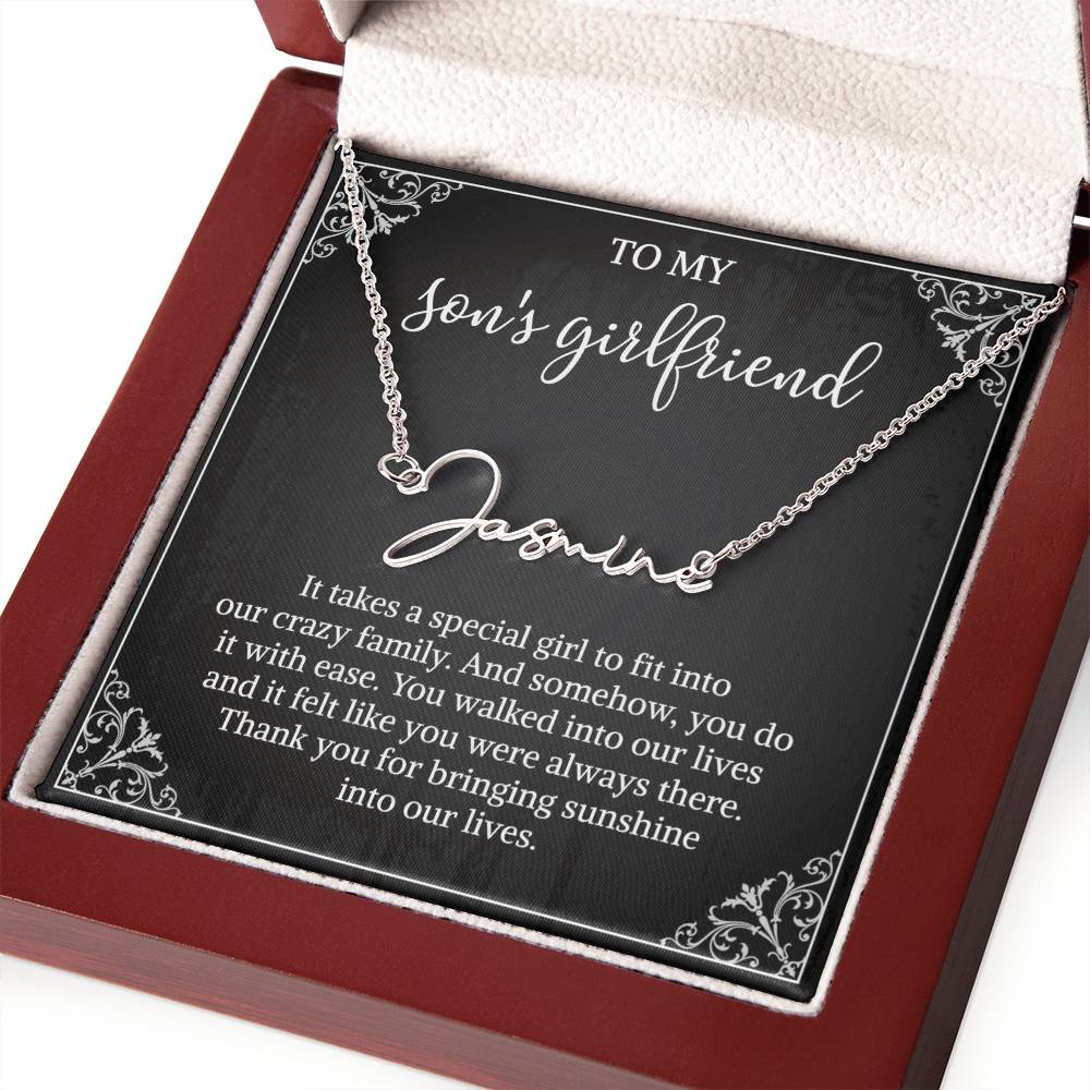 To my Son's Girlfriend Gifts, Signature Style Name Necklace, Valentine's Day Jewelry Birthday Gift