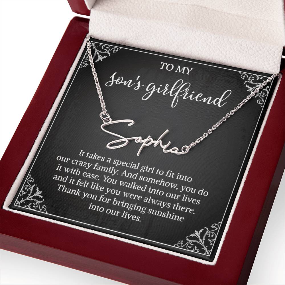 To my Son's Girlfriend Gifts, Signature Style Name Necklace, Valentine's Day Jewelry Birthday Gift