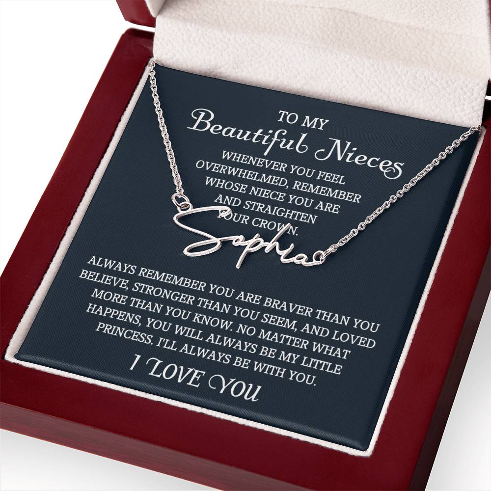 To My Niece Signature Style Name Necklace, Niece Gift from Aunt, Niece Gift, Birthday Gift for Niece, Niece Birthday Card, Gift for Niece