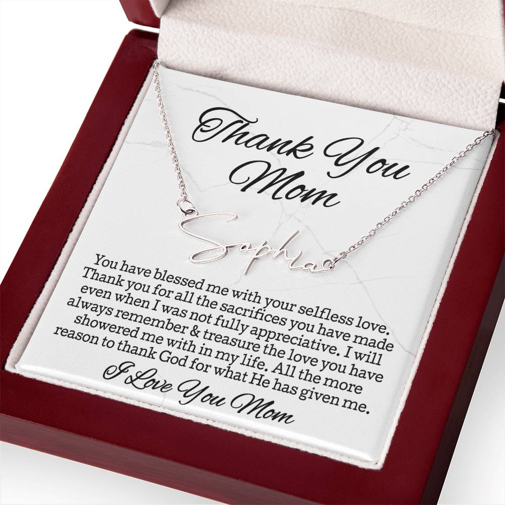 Thank You Necklace Gift • Sentimental Mom Gift • Perfect Gift for Any Occasion • Mom Necklace from Daughter • Show Your Love with This Necklace