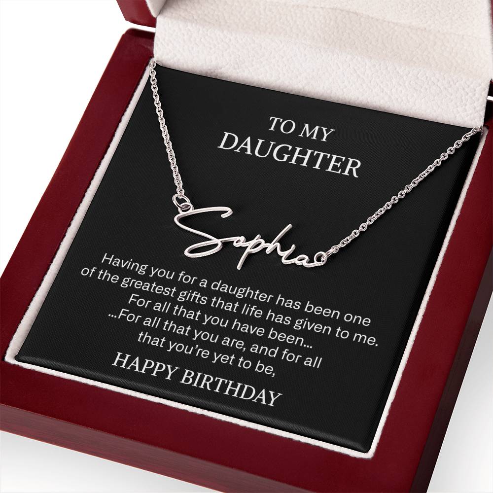 daughter signature name necklace