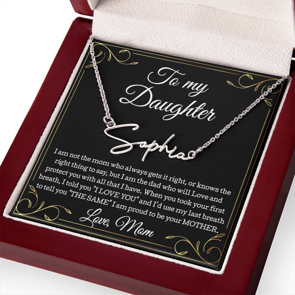 To My Daughter Necklace From Mom, Daughter Signature Style Name Necklace, Daughter Gift, Birthday Gift, Christmas Gift Daughter From Mom