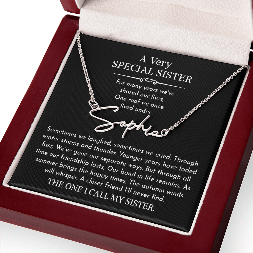 sister signature name necklace