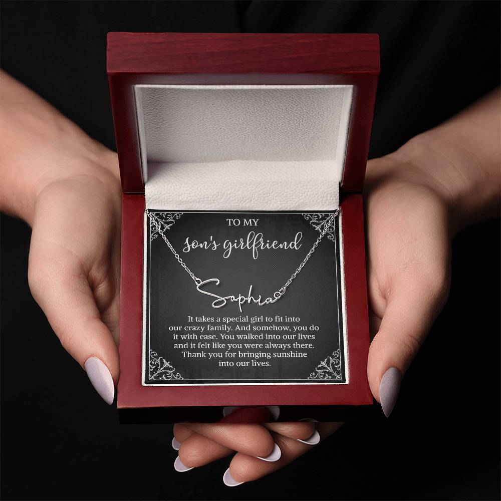 To my Son's Girlfriend Gifts, Signature Style Name Necklace, Valentine's Day Jewelry Birthday Gift