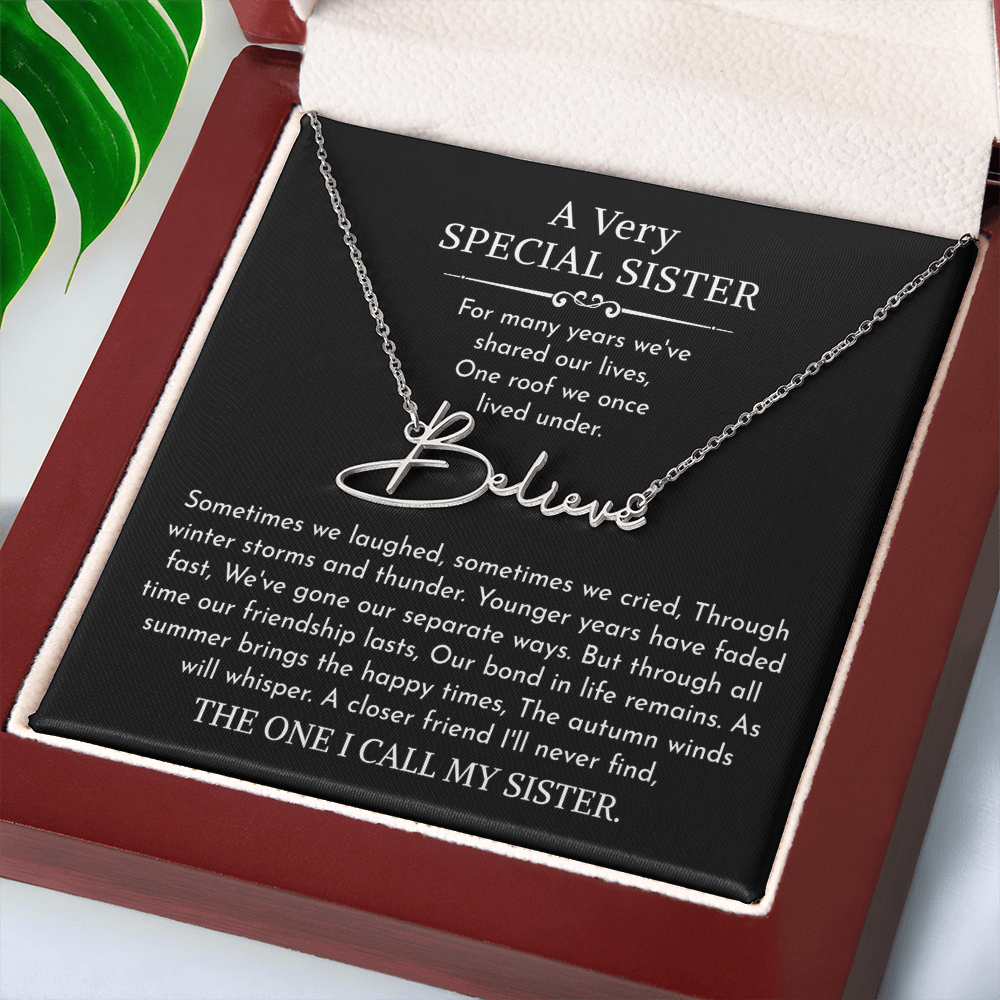 sister signature name necklace