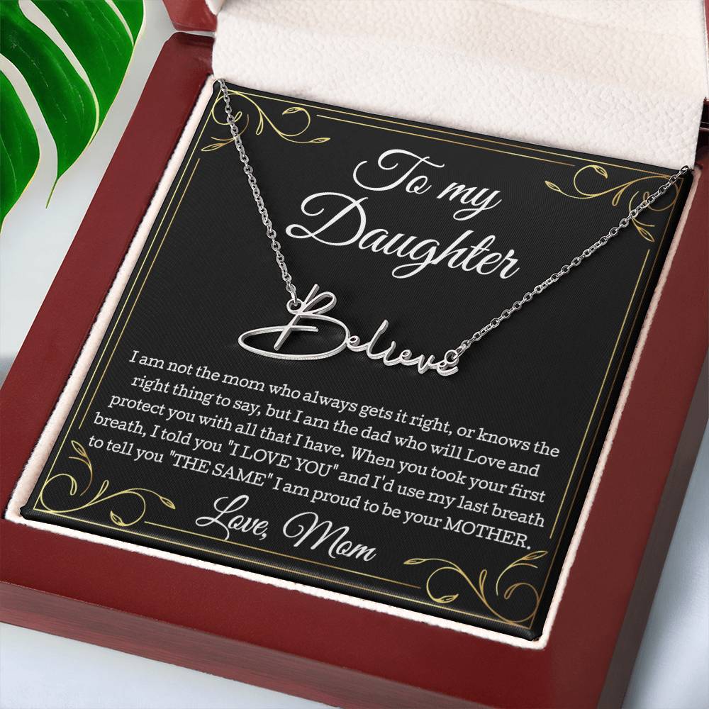 To My Daughter Necklace From Mom, Daughter Signature Style Name Necklace, Daughter Gift, Birthday Gift, Christmas Gift Daughter From Mom