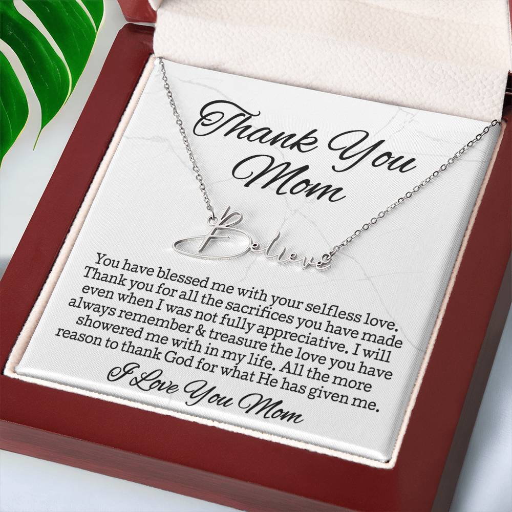 Thank You Necklace Gift • Sentimental Mom Gift • Perfect Gift for Any Occasion • Mom Necklace from Daughter • Show Your Love with This Necklace
