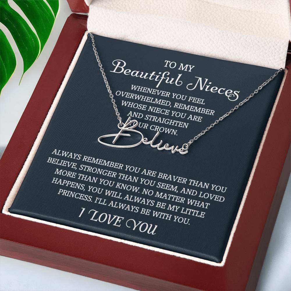 To My Niece Signature Style Name Necklace, Niece Gift from Aunt, Niece Gift, Birthday Gift for Niece, Niece Birthday Card, Gift for Niece