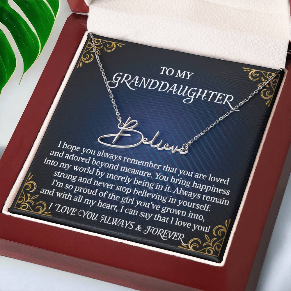 Granddaughter Necklace Gift From Grandma Grandmother Grandpa Grandfather To My Granddaughter Graduation Birthday Signature Style Name Necklace