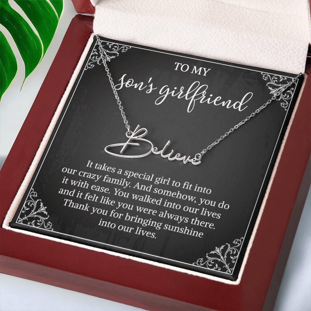 To my Son's Girlfriend Gifts, Signature Style Name Necklace, Valentine's Day Jewelry Birthday Gift