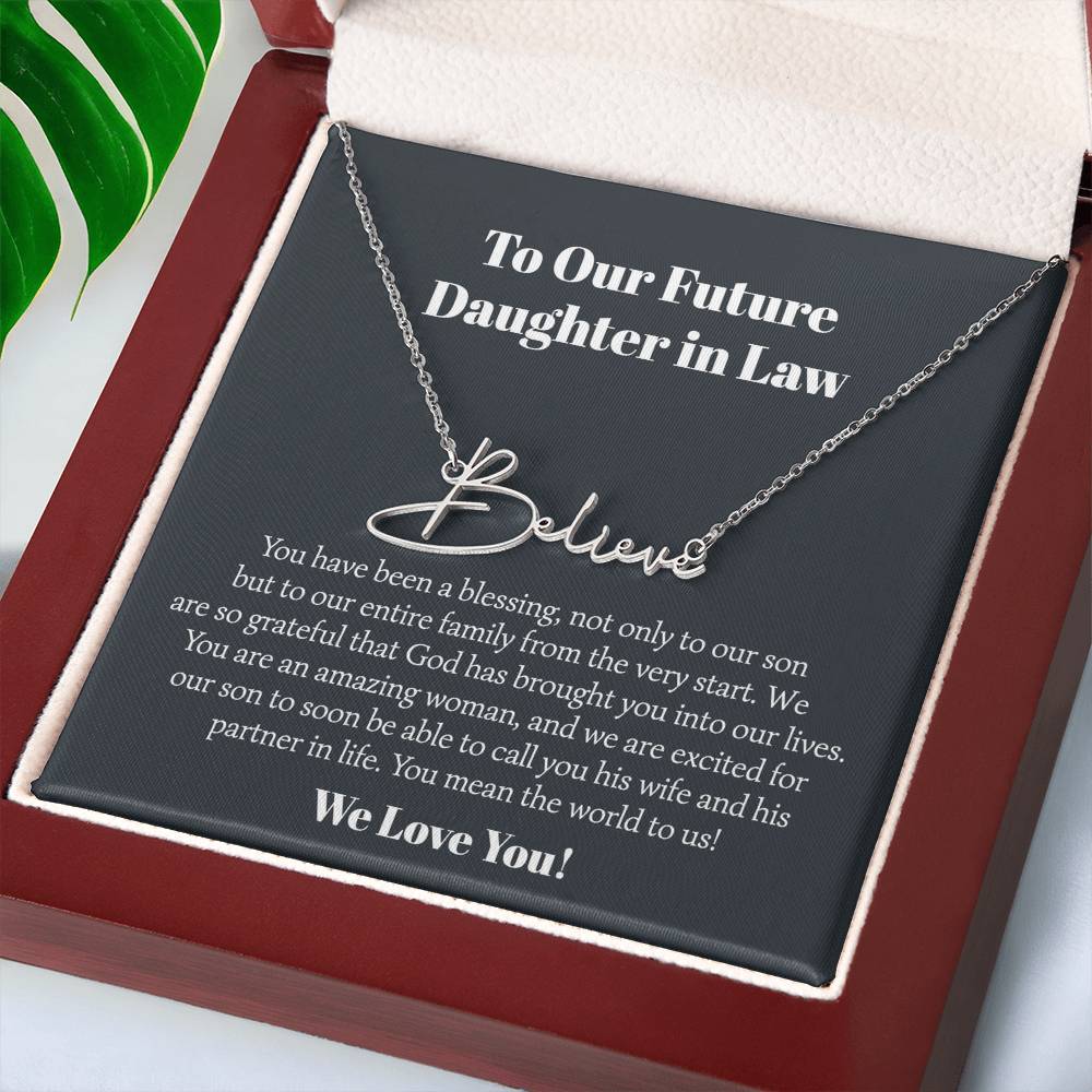 To Our Future Daughter in Law Signature Style Name Necklace, Birthday Gift, Christmas Jewelry