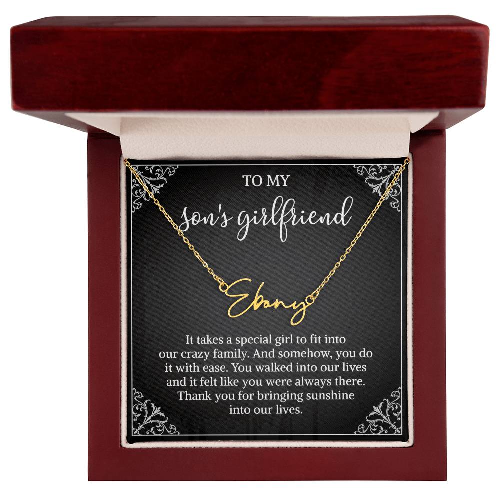 To my Son's Girlfriend Gifts, Signature Style Name Necklace, Valentine's Day Jewelry Birthday Gift