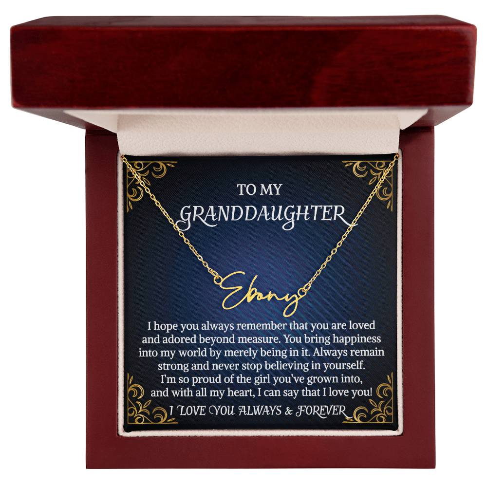 Granddaughter Necklace Gift From Grandma Grandmother Grandpa Grandfather To My Granddaughter Graduation Birthday Signature Style Name Necklace